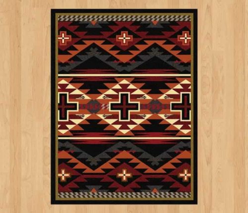 Rustic cross black rug