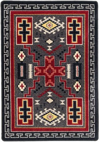 double cross gray rug