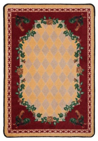 high country rooster yellow rug