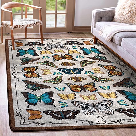 English Collector Cabinet Butterflies Multi rug
