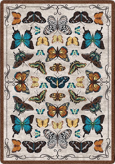 English Collector Cabinet Butterflies Multi area rug