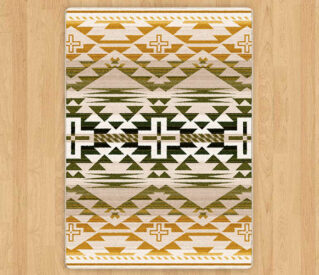 Rustic Cross Green and Gold rug
