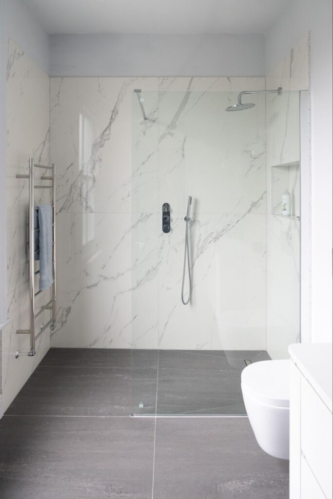 modern walk in shower design for bathroom renovation