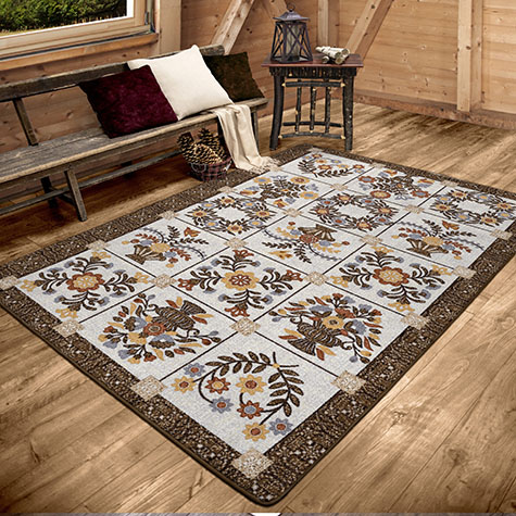 Inspired Quilt Brown Dining Area Rug